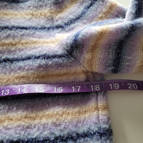 J.Crew 100% Wool purple stripped turtleneck sweater - Picture 4 of 8